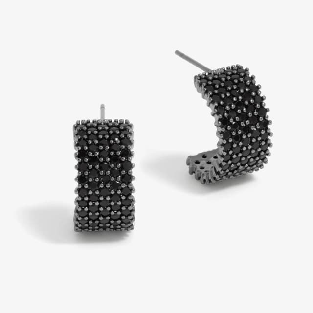 Jon Richard Jet Pave Hoop Earrings Jewellery Sets One Size Black 72235103000