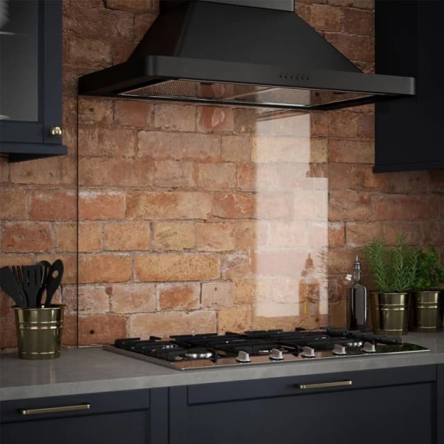 Clear Glass Kitchen Splashback With Brass Caps 900X700Mm, Clear SB53574
