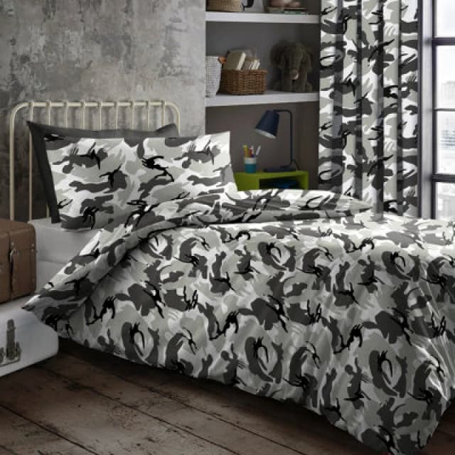 Velosso Trendy Camo Duvet Cover & Pillowcase Set, Printed Cotton Blend Bedding Collection, Easy-Care Fabric - Grey