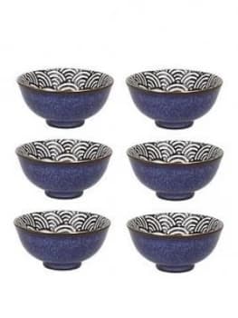 Kitchencraft Mikasa Satori Living Gold Seigaiha Border Miso Serve Bowls Set Of 6