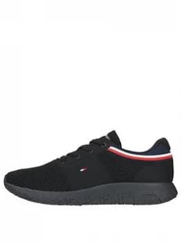 Tommy Hilfiger Lightweight Knit Runner Collar Trainers - Black, Size 41, Men