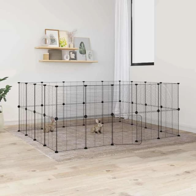 VIDAXL 36-Panel Pet Cage with Door Black 35x35cm Steel Vidaxl 8720287190783