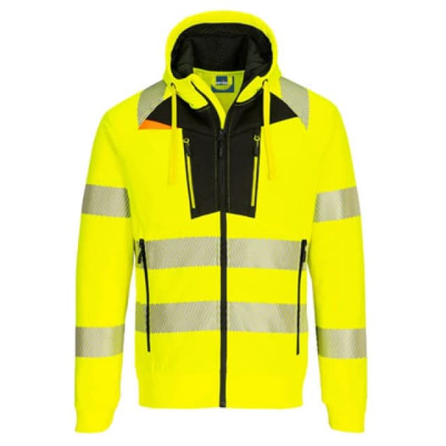 Portwest DX4 Hi Vis Funnel Neck Zipped Sweatshirt DX477YBR4XL Colour: Yellow / Black
