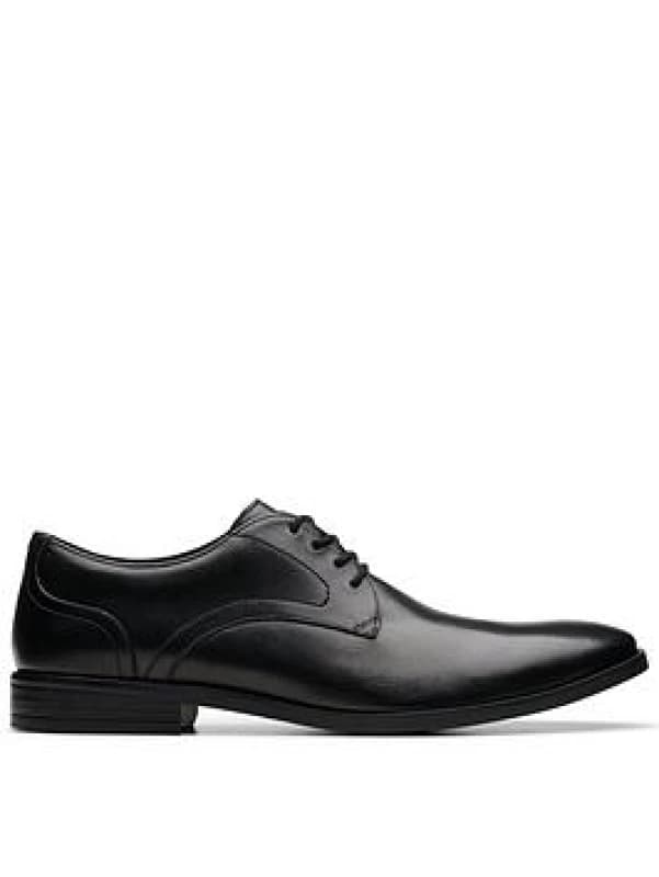 Clarks Brandon Lace Black Leather Derby Shoes Black