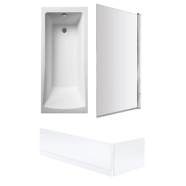 Balterley Square Single Ended Bath Square Screen and Panels 1700 x 700mm White