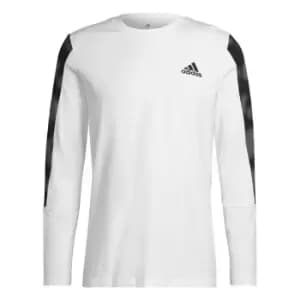 adidas Essentials Camo Print Long-Sleeve Top Mens - White