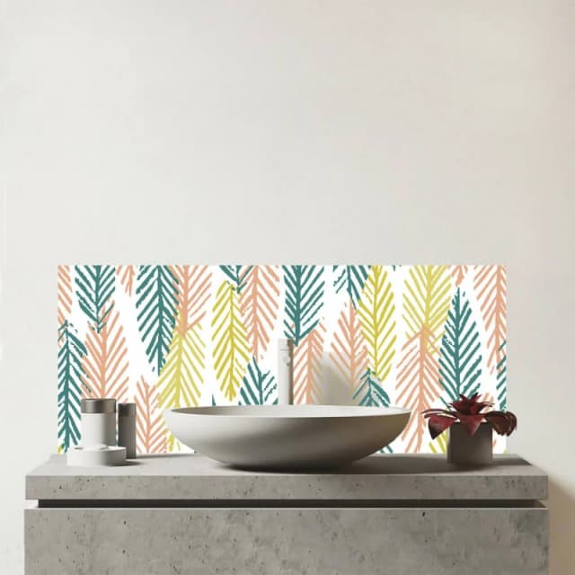 Warren Reed - Designer Scandinavian Style Foliage Glass Bathroom Splashback in Green Green Unisex