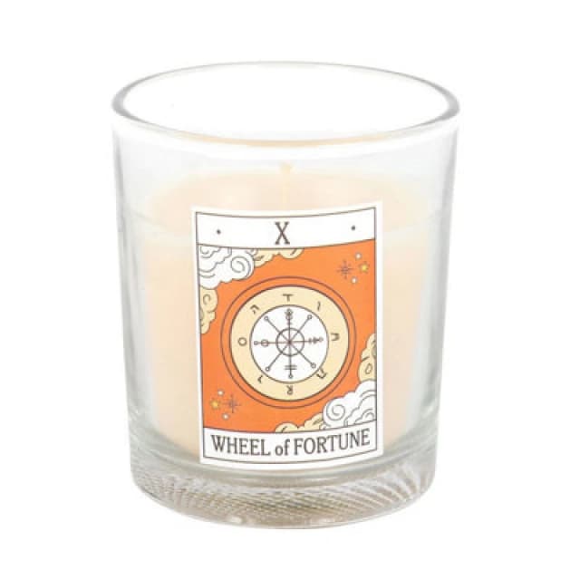 Something Different Something Different The Wheel Of Fortune Orange Tarot Vintage Candle in White White One Size Unisex 5063806851400