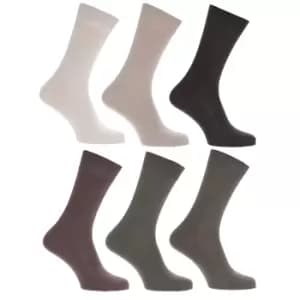 Mens 100% Cotton Plain Work/Casual Socks (Pack Of 6) (UK Shoe 6-11, EUR 39-45) (Shades of Brown)