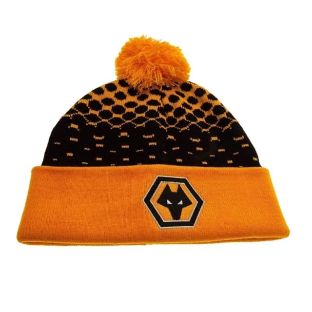 Wolverhampton Wanderers FC Mens Bobble Knitted Cuffed Beanie in Yellow Yellow Male One Size