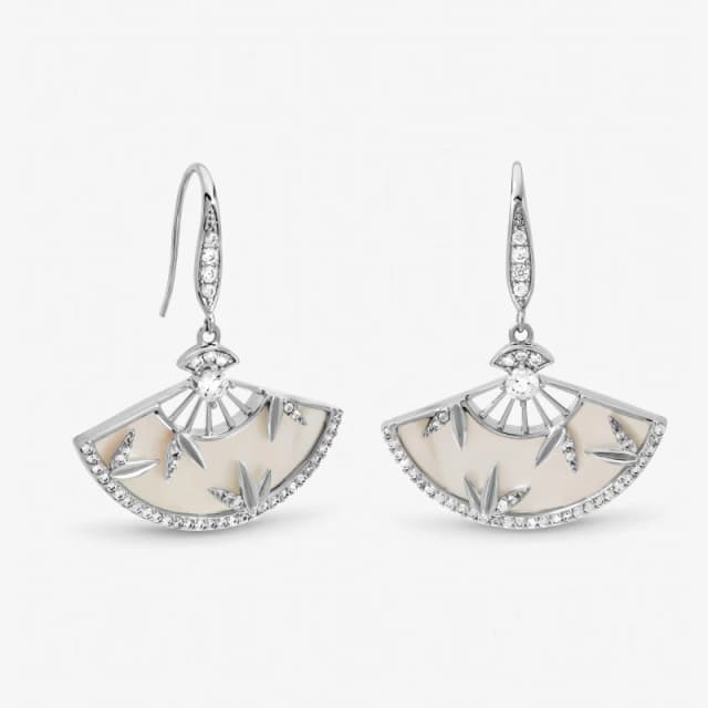Jon Richard Rhodium Plated Mother of Pearl Fan Earrings Drop Earrings One Size Silver 73785011000