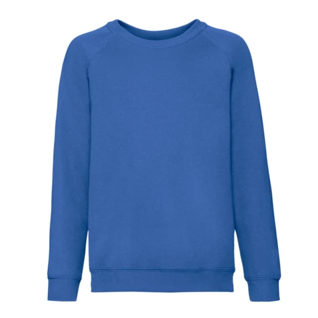 Fruit of the Loom Classic Raglan Sweatshirt in Blue Size: 12-13 Years Blue Unisex 12-13 Years