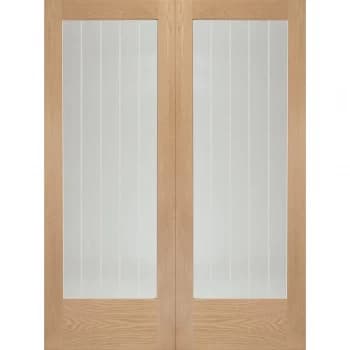 XL Joinery Suffolk Cottage Unfinished Oak Glazed Internal Door Pair - 1981mm x 1372mm (78 inch x 54 inch)