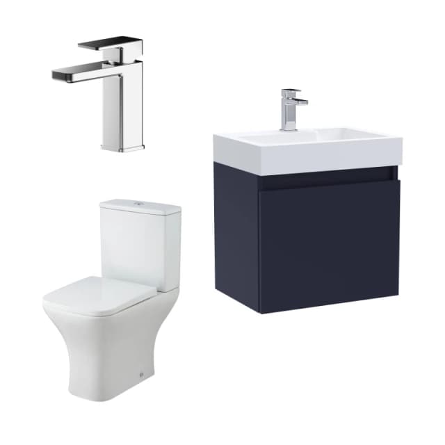 Balterley Cloakroom Suite Vanity Unit Tap Toilet Set Electric Blue Chrome Silver