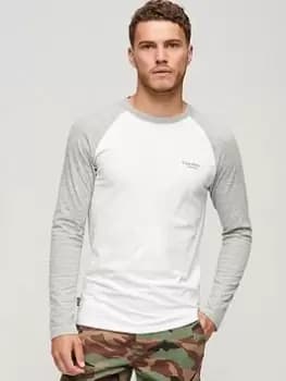 Superdry Essential Baseball Long Sleeve T-Shirt - White, Size 2XL, Men
