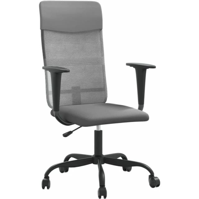 vidaXL Office Chair Height Adjustable Grey Mesh Fabric and Faux Leather, Grey 353014