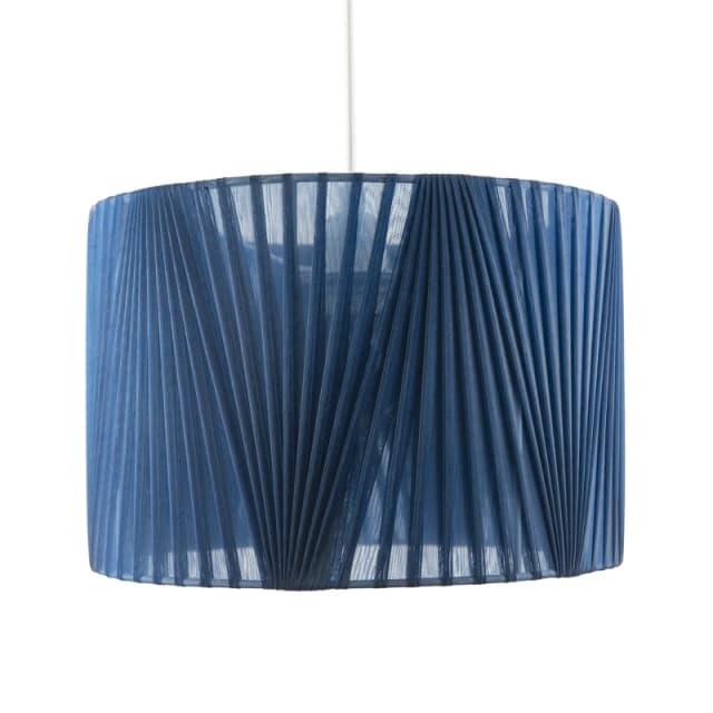 Happy Homewares Modern Midnight Blue Voile Fabric Organza Tapered Pendant Lamp Shade Midnight Unisex