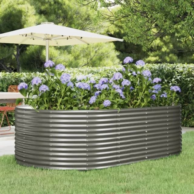 vidaXL Garden Raised Bed Grey 212x140x68cm Powder-coated Steel, Grey 319094
