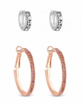 Lipsy Silver & Rose Colour Huggie & Hoop Earrings