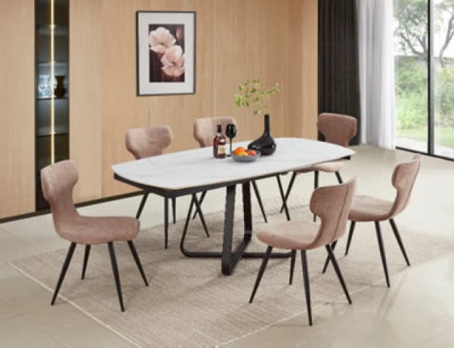 Ds Living Arden White Veined Marble Ceramic Dining Room Table