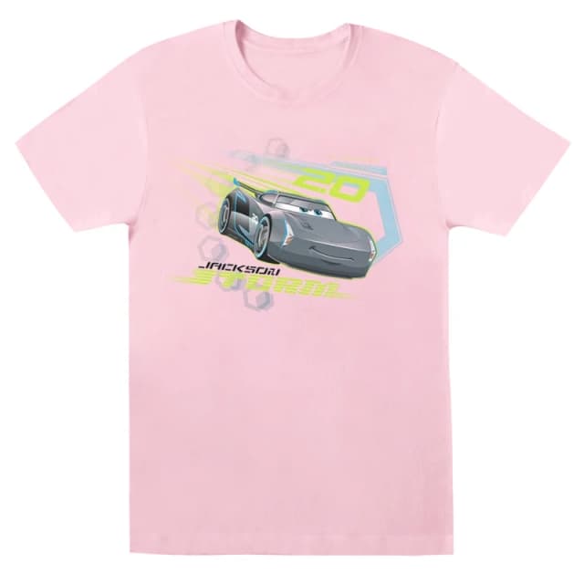 Disney Men Cars Jackson Storm T-Shirt in Baby Pink Size: Small Baby Pink S Male 5059568307323