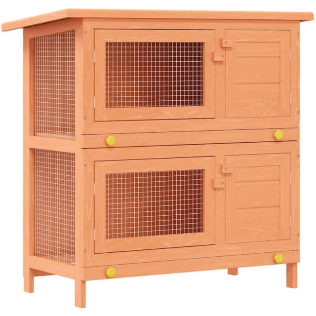 vidaXL Outdoor Rabbit Hutch Small Animal House Pet Cage 4 Doors Wood Habitat