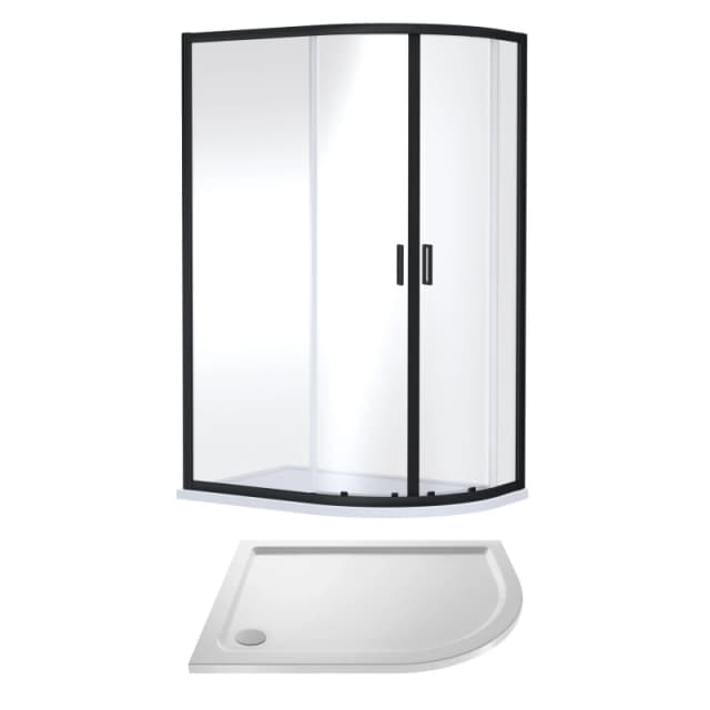 Balterley Ruwa Offset Quad Shower Suite RH, 1200 x 900mm Tray & Enclosure Black Unisex