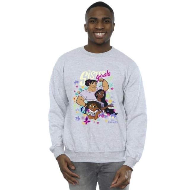 Disney Men Encanto Sister Goals Sweatshirt in Grey Size: Small Grey S Male 5063153608344