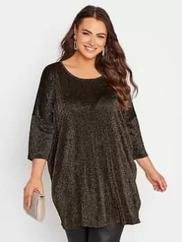 Yours Drop Shoulder Lurex Jumper Gold, Size 18-20, Women