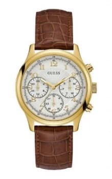 Guess Ladies Leather Strap Watch Gold