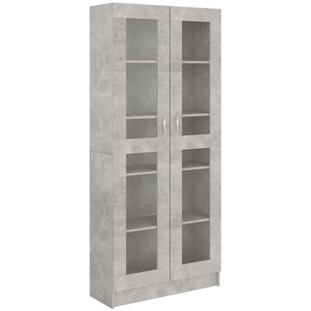 VIDAXL Vitrine Cabinet Concrete Grey 82.5x30.5x185.5cm Engineered Wood Vidaxl 8720286134542