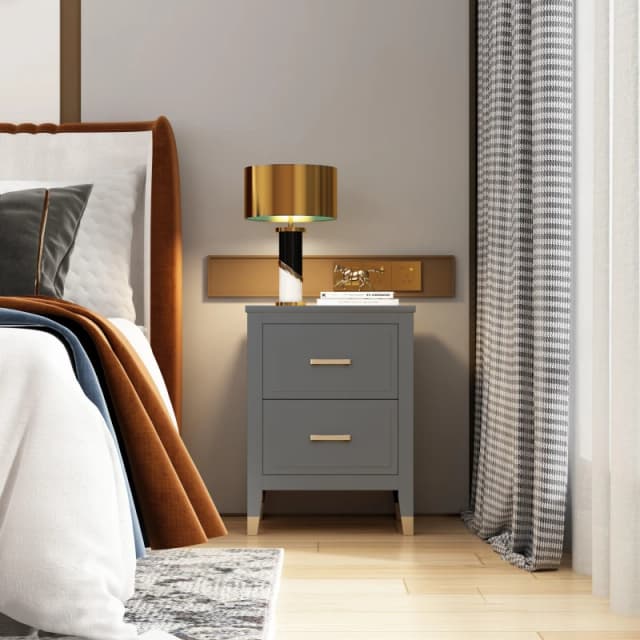 Cabinet Bits Palazzi 2 Drawer Bedside Table Grey