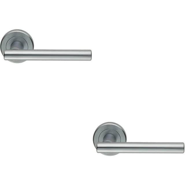 Loops 2x PAIR Straight T Bar Handle on Round Rose Concealed Fix Satin Chrome Multi