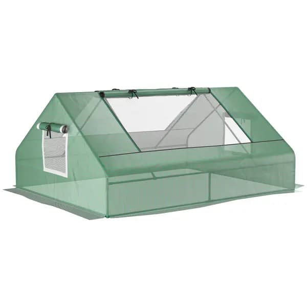Outsunny 180 x 140 x 80cm Portable Mini Greenhouse with Zipped Windows, Green Green