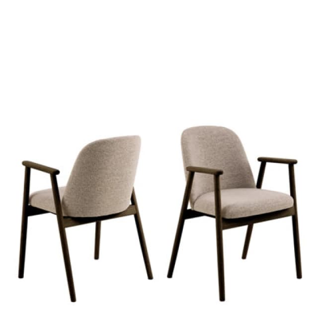 Furniture To Go Leo Dining Chairs With Armrest In Monza Fabric Beige Set Of 2