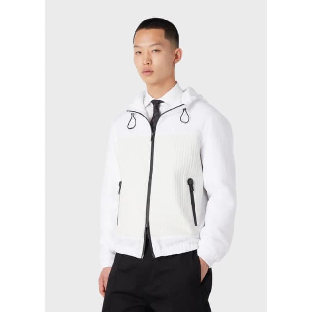 Emporio Armani Nappa Leather Hooded Jacket White male M