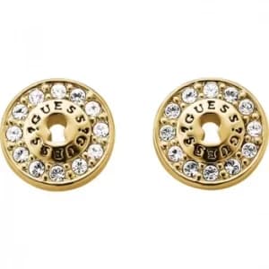 Ladies Guess All Locked Up Gold Earrings
