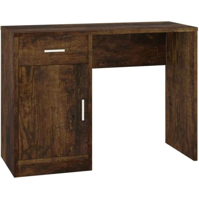 vidaXL Desk With Drawer&cabinet Smoked Oak 100x40x73cm Engineered Wood, Brown 342656