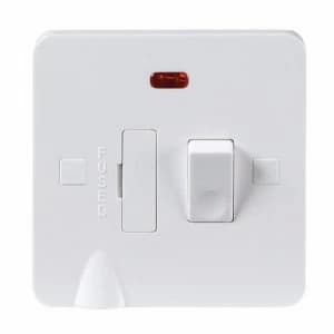 KnightsBridge Pure 9mm 13A White Switched Connection Unit with Neon Fused and Flex Spur