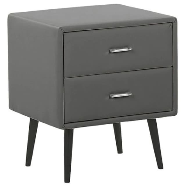 Beliani 2 Drawer Bedside Table Essonne Faux Leather Grey