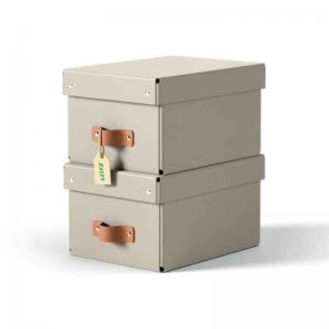 Leitz Puro Storage Box with Lid Small 7L Beige 100 Recycled Card Pack EXR70888AC