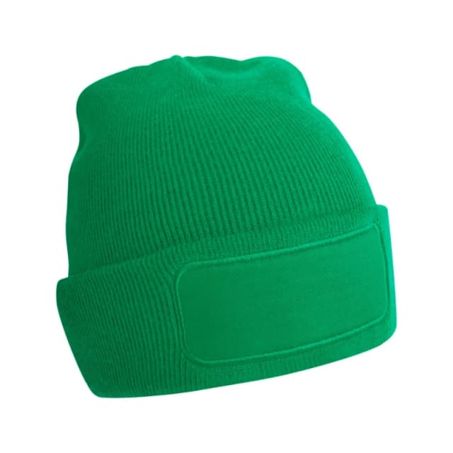 Beechfield Beechfield Men Patch Beanie in Green Green One Size Male 5063574497312