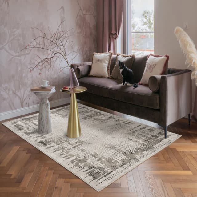Mayfair Living Room Area Rug Metallic Sheen Contemporary Modern Croc Design - Grey 120Cm X 170Cm