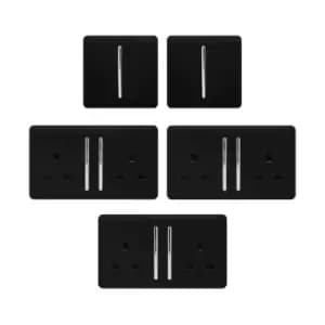 Trendi Lounge Starter Lightswitch And Socket Kit - Black