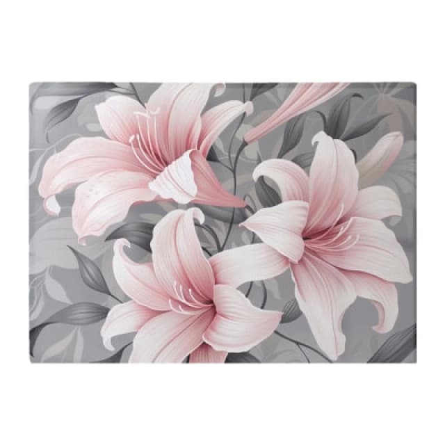Warren Reed Designer Pink Lilies On Grey Chopping Board