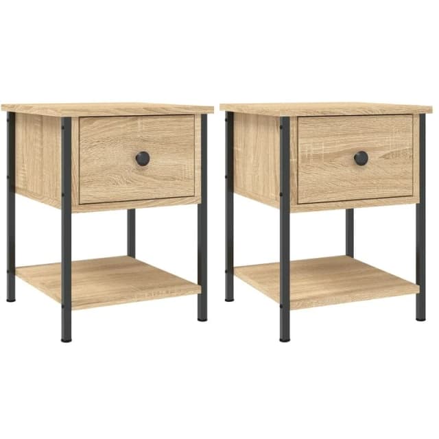 Vidaxl Bedside Tables 2 Pcs Sonoma Oak 34X35.5X45cm Engineered Wood, Brown 825856
