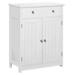 Kleankin 75X60Cm Freestanding Bathroom Storage Cabinet Unit With 2 Drawers White