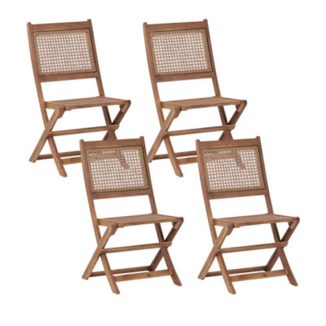 Beliani Set Of 4 Garden Chairs Paraggi Certified Acacia Wood Dark Brown