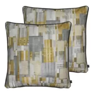 Prestigious Textiles Gisele Polyester Filled Cushions Twin Pack Cotton Linen Viscose Amber