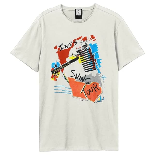 Amplified Amplified Men Swing Tour INXS T-Shirt in White Size: 3X-Large White XXXL Male 5063806407652